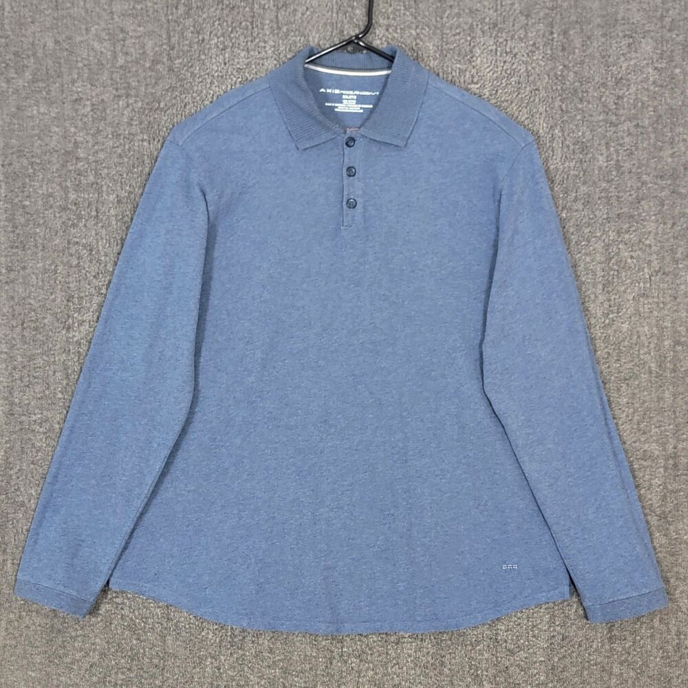 Axis Polo Shirt Mens XXL Blue 100% Cotton Long Sleeve Golf Grandpa Dad